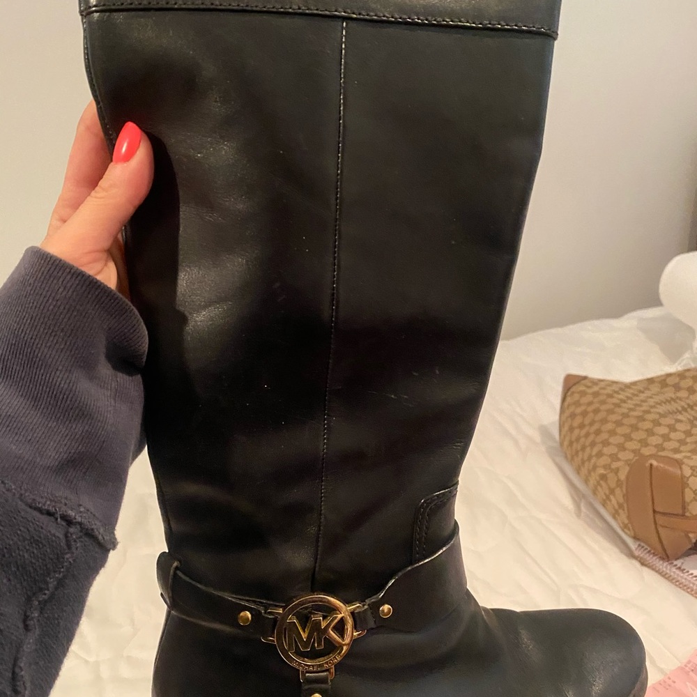 Black Michael Kors leather boot